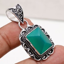 Green Onyx Vintage Style Gemstone Christmas Gift Pendant Jewelry 1.70" SA 2178 - £3.98 GBP