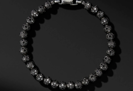 4Ct Rond Simulé Diamant Noir Homme Bracelet 14K Noir Argent Plaqué Or - £108.73 GBP
