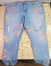 Melissa McCarthy Seven 7 Skinny Distressed Designer Embroidered Jeans Size 26W - £18.94 GBP