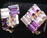 Weiss Purple Clear Rhinestone Earrings Clip On Jewelry Vintage - $64.35
