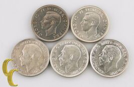 1915-1951 Great Britain Florin, 2 Shillings Lot (XF-BU 5 coin) 1918 1945... - $328.87