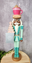 Martha Stewart Christmas Cocoa Mug Nutcracke Pink Teal Blue Figurine 17.5&quot; Cup - £39.42 GBP