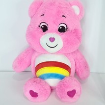 Care Bears Cheer Bear Pink Plush Stuffed Animal Toy Rainbow 13&quot; Basic Fun - £20.57 GBP