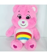 Care Bears Cheer Bear Pink Plush Stuffed Animal Toy Rainbow 13&quot; Basic Fun - £20.24 GBP