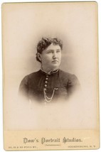 Circa 1880s Cabinet Card Dow Beautiful Woman With Pocket Watch Ogdensburg, NY - £11.05 GBP