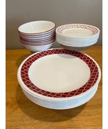 Corelle Crimson Trellis Red Lattice Replacement Dishes Vintage - €5,98 EUR