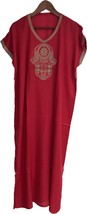 Hamsa charm dress kaftan in red, Hamsa hand protection design red kafatn... - $50.44