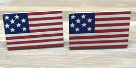 Patriotic American Flag Stars &amp; Stripes Napkin Rings Set Of 2 Americana USA - £15.68 GBP