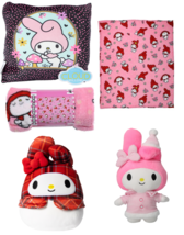 Hello Kitty My Melody 4 Piece Collection Squishmallow Plush Blanket Pillow New - $59.39