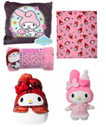 HELLO KITTY MY MELODY  4 PIECE COLLECTION Squishmallow Plush Blanket Pil... - £47.20 GBP