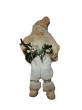 Holiday Lane Gold Cream Ivory Pajama Standing Santa Figure Posable 18&quot; MSRP $92 - $24.03