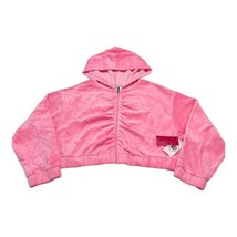 Juicy Couture Hoodie Womens XXL Hot Pink Cropped Velour Zip Up Y2K Swiftie - $27.76