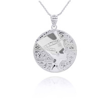 925 Sterling Silver Nefertiti Egyptian Queen Pharaoh Pendant Necklace - £17.86 GBP+