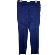 Chicos 0.5 Slim Ankle Pants Womens S 6 Blue Floral Jacquard Jewel Button... - $18.00
