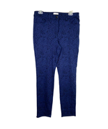 Chicos 0.5 Slim Ankle Pants Womens S 6 Blue Floral Jacquard Jewel Button... - £14.17 GBP