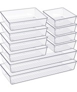 Criusia Drawer Organizer, 10 Pack Large Clear Plastic Kitchen, Kitchen U... - $44.94
