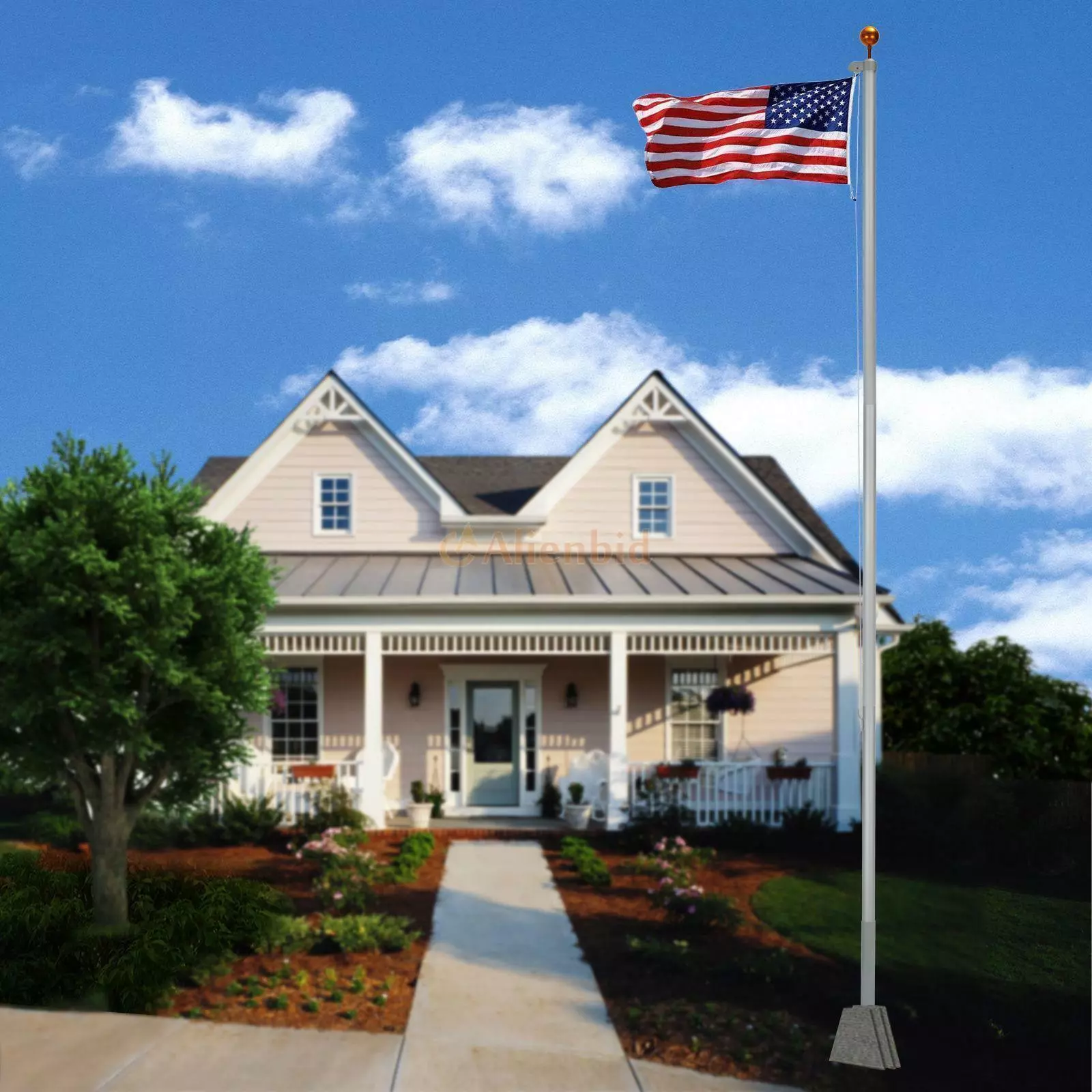 25FT Sectional Aluminum Flagpole + 1 US American Flag Pole Kit - $79.00