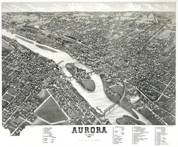 6034.Aurora illinois 1882.Panoramic view 18x24 Poster.B &amp; W Wall Art Decoraive. - £22.06 GBP