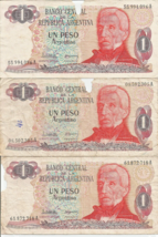 CURRENCY ARGENTINA UN PESO BANKNOTE 3x Cir. Banknotes # 1 - $2.96