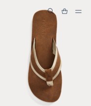 Polo Ralph Lauren Brown Suede Leather Sandals Flip Flops Size 8,9,10,11,... - $64.98