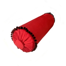 Decorative Bolster Red Velvet pillow, Decorative Button, Glamour,6x16&quot; - £42.46 GBP