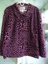 Susan Graver Pink Burgundy Button Front Lined Sweater 2X #7324 - £13.46 GBP