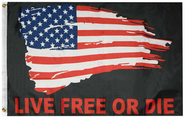 Usa Live Free Or Die Black Premium 100D Woven Poly Nylon 2X3 2&#39;X3&#39; Flag Banner - £15.97 GBP