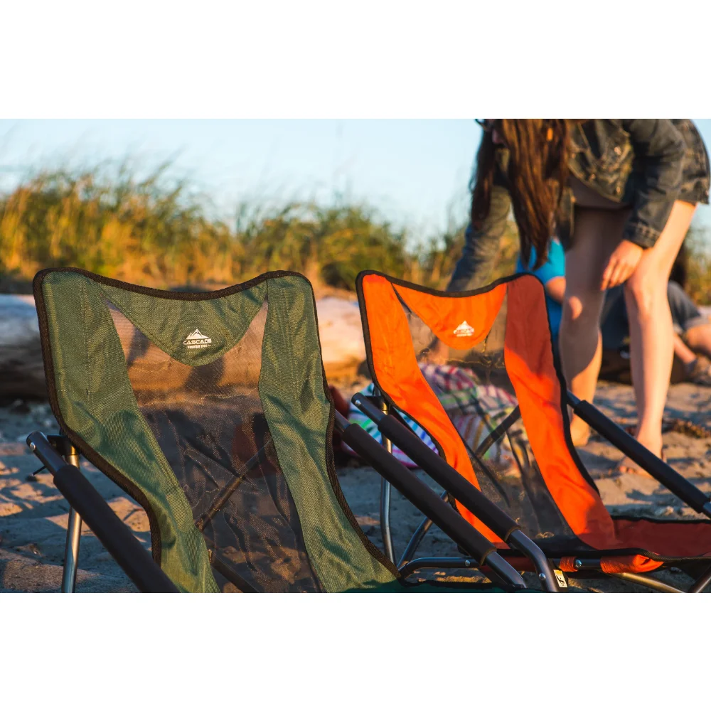 Le outdoor folding camp chair with carry case green black blue orange cushioned folding thumb200