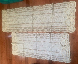 Vintage Embroidered cutwork table runner set #64m - $39.28