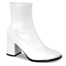 GOGO150/WPU Sexy 3&quot; Heel White Faux Leather Halloween Costume Ankle Gogo Boots - £44.27 GBP
