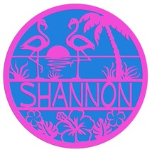 Flamingo themed Personalized name plaque wall hanging sign – laser cut - £27.40 GBP