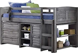 Donco Kids Louver Panel Modular Low Loft Bed in Antique Grey Finish - Co... - $1,254.99
