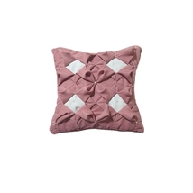 Smocked Pillow, Dusty Pink White Velvet  16x16&#39;&#39; - £38.95 GBP