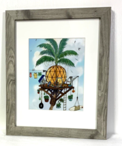 Pineapple Treehouse Framed Print Palm Tree Wooden Wave Art Ortiz 16x13 Hawaii - £37.08 GBP