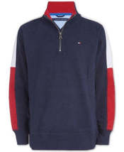 Tommy Hilfiger Boys Zack Colorblocked 1/4-Zip Logo Lightweight Sweatshirt - £21.32 GBP