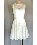 Xscape dress gown 10 white illusion lace cut-outs tulle underskirt New m... - $48.95