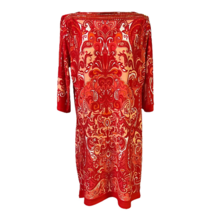Sandra Darren Womens Sheath Dress Multicolor Baroque 3/4 Sleeve Embellished 8 - £19.03 GBP