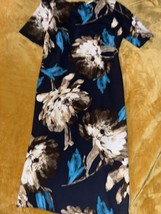 London Times A Line Blue Black Beige Floral Print Long Dress Size 8 - £11.88 GBP