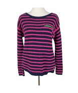 Tommy Hilfiger Sweater Womens Navy Blue Pink Striped Long Sleeve Knit Pu... - $451.41 MXN