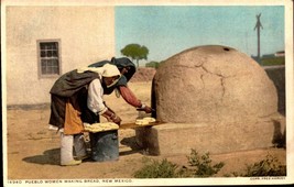 Vintage Postcard New Mexico Pueblo Women Making Bread Phostint C-1910-BK40 - £3.90 GBP