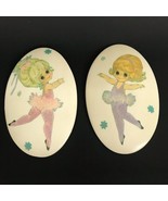 Vintage Ballerina Chalkware Wall Plaques 6.5&quot; Tall Set of 2 Hand Made De... - £26.43 GBP