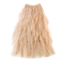 Champagne Tiered Tulle Maxi Skirt Custom Plus Size Women Layered Tulle Skirt image 2