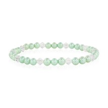 4mm Mint Green Shell Pearls Crystal Children&#39;s Stretch Bracelet - £16.52 GBP