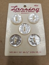 Lansing Round 3/4in size 30 White 2 Hole Button on Card Unused Vtg Origi... - £4.69 GBP