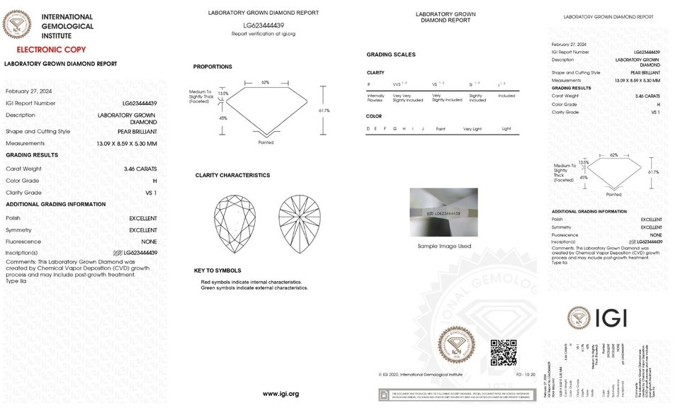 Authenticity Guarantee
3.46 PEAR SHAPE IGI Certified Lab Grown CVD Diamond H... Item image 2