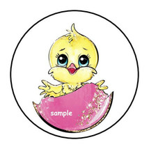 30 BABY CHIC IN EGG ENVELOPE SEALS LABELS STICKERS 1.5&quot; ROUND CHICKEN EA... - $7.49