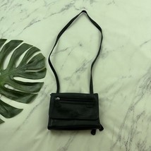 Fossil Vintage Y2k Cross Body Purse Bag Black Leather Small Square Zippers - $32.66