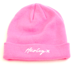 Hurley Pink Script Knit Cuff Beanie Women&#39;s One Size NWT - £31.18 GBP