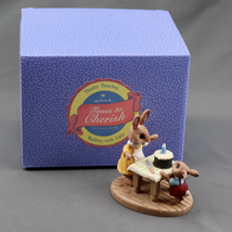 Hallmark Tender Touches Rabbits With Cake Happy Birthday Wishes Figurine... - $14.97