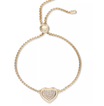 Charter Club Gold-Tone Pave Heart Slider Bracelet - £15.72 GBP